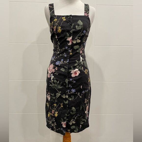 Black denim, overalls, Level 99 floral Amelia dress - Picture 2 of 11